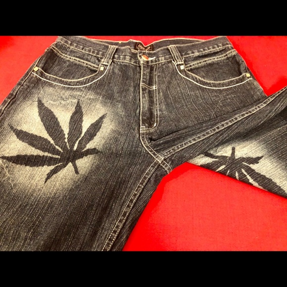 NEW HEMP LEAF BLUE men JEANS straight leg 36X32 - Picture 2 of 8